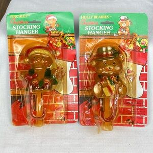 Vtg NOS Finchey Christmas Stocking Holders Set Of 2  Mantel